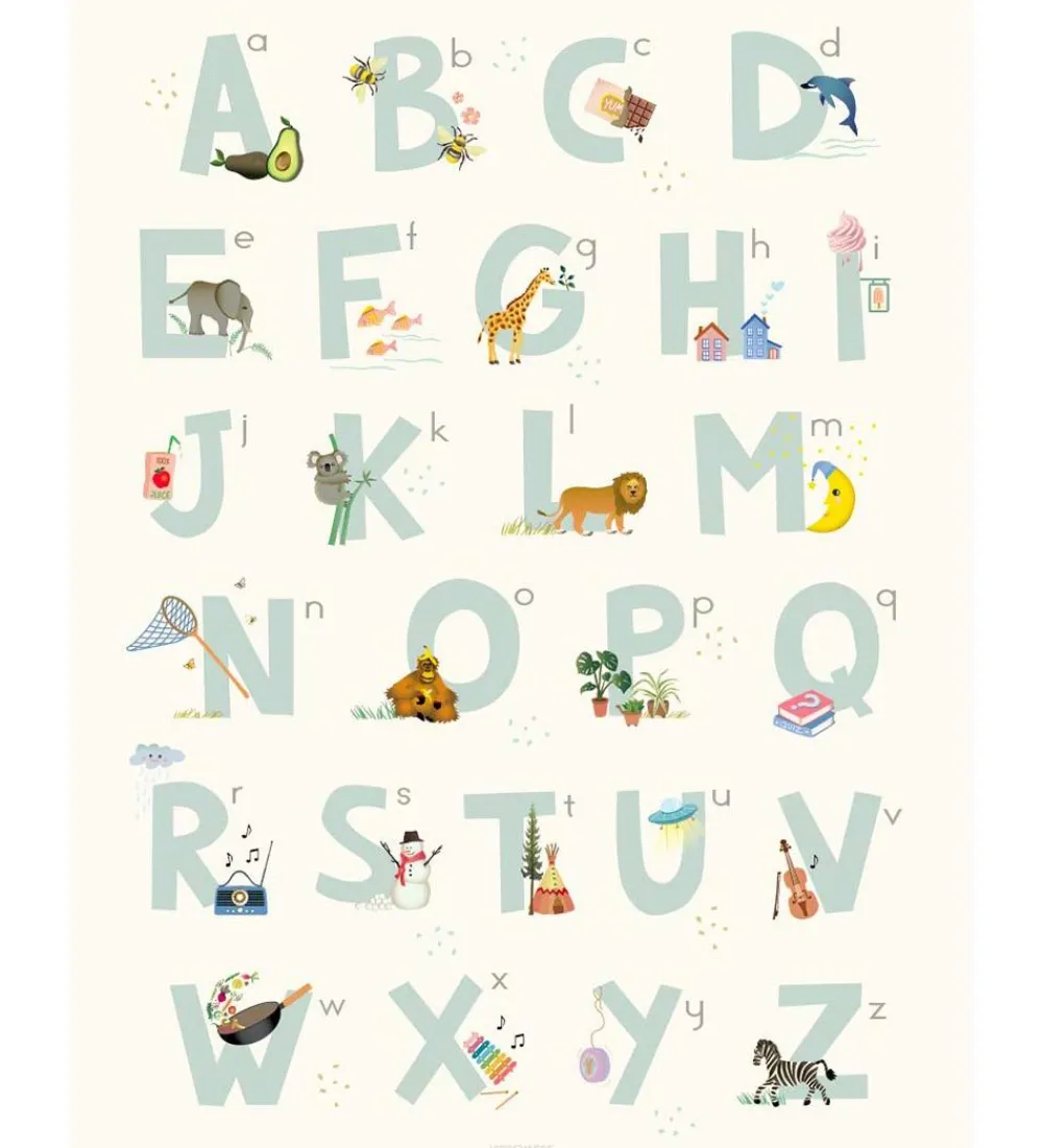 Vissevasse Plakater Og Billeder*Plakat - 50x70 - Alphabet Blue English