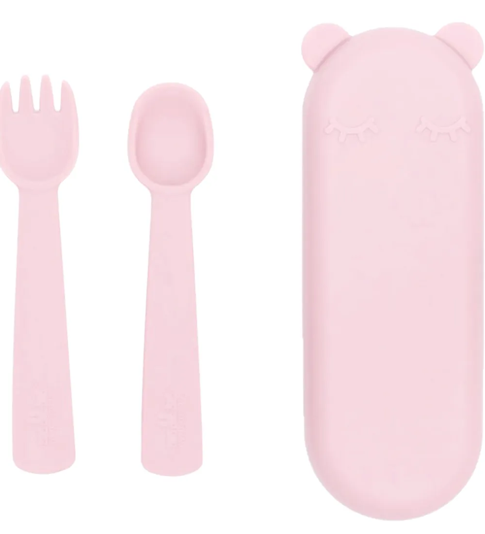 Børnebestik-We Might Be Tiny Bestik - Feedie - Silikone - Powder Pink