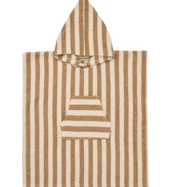 Wheat Babyhåndklæde- Og Poncho|Håndklæder*Badeponcho - Lille - Frotté - Cappucino Stripe