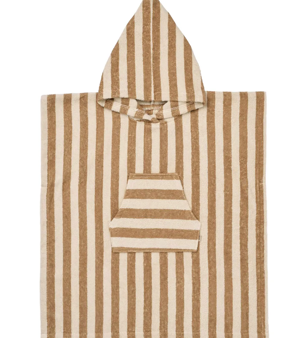 Wheat Babyhåndklæde- Og Poncho|Håndklæder*Badeponcho - Lille - Frotté - Cappucino Stripe