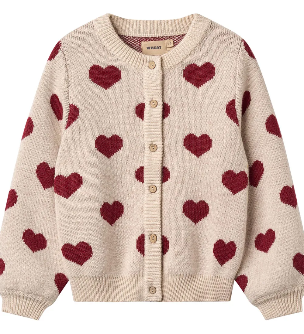 Cardigans-Wheat Cardigan - Merinould - Offwhite Melange m. Hjerter