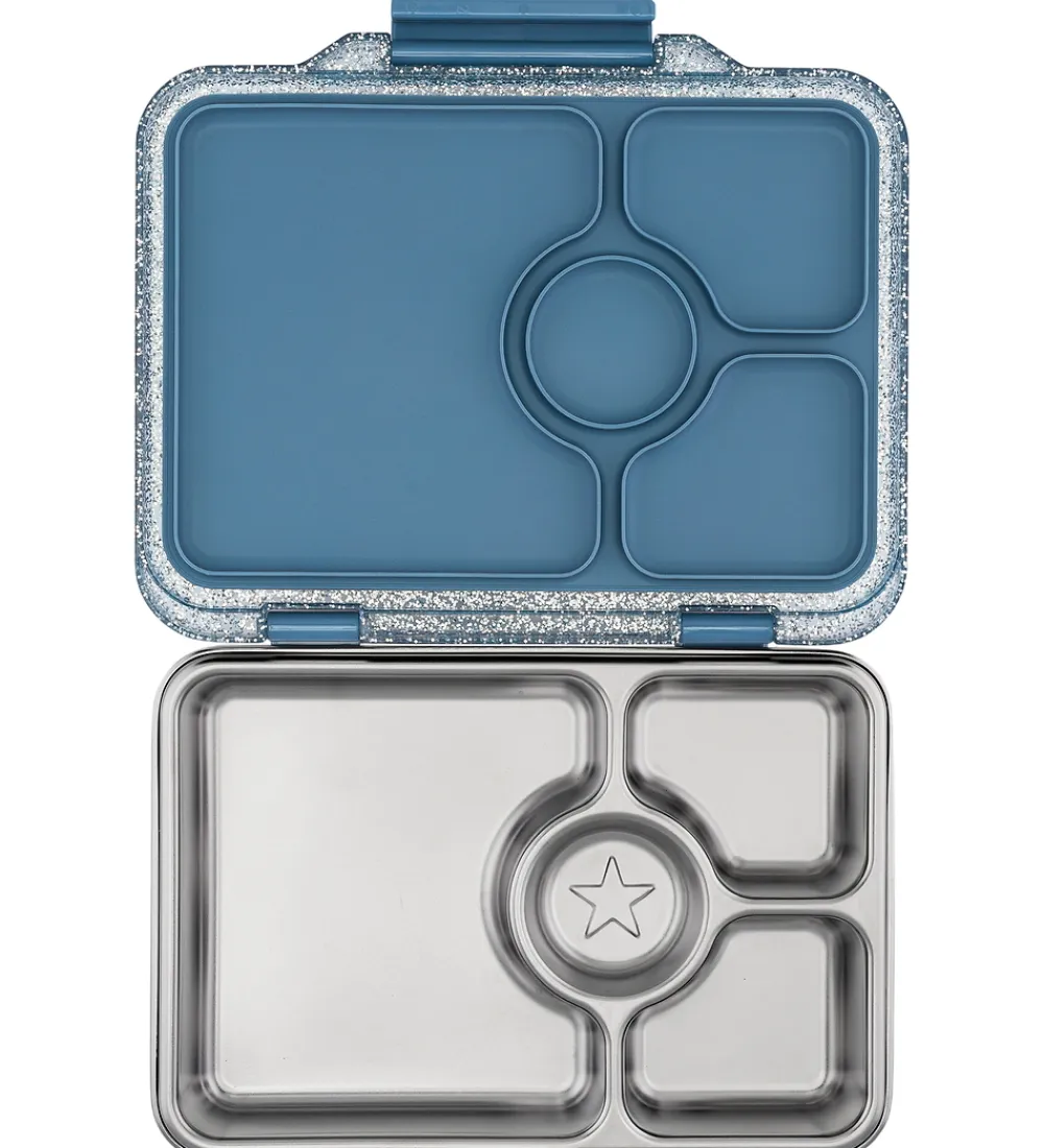 Yumbox Skole|Madkasser*Madkasse m. 4 Rum - Bento Steel - Paris Blue Glitter