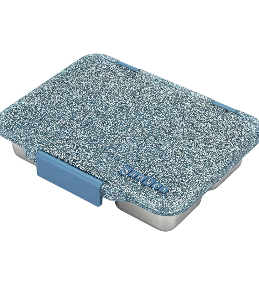 Yumbox Skole|Madkasser*Madkasse m. 4 Rum - Bento Steel - Paris Blue Glitter