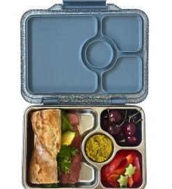 Yumbox Skole|Madkasser*Madkasse m. 4 Rum - Bento Steel - Paris Blue Glitter