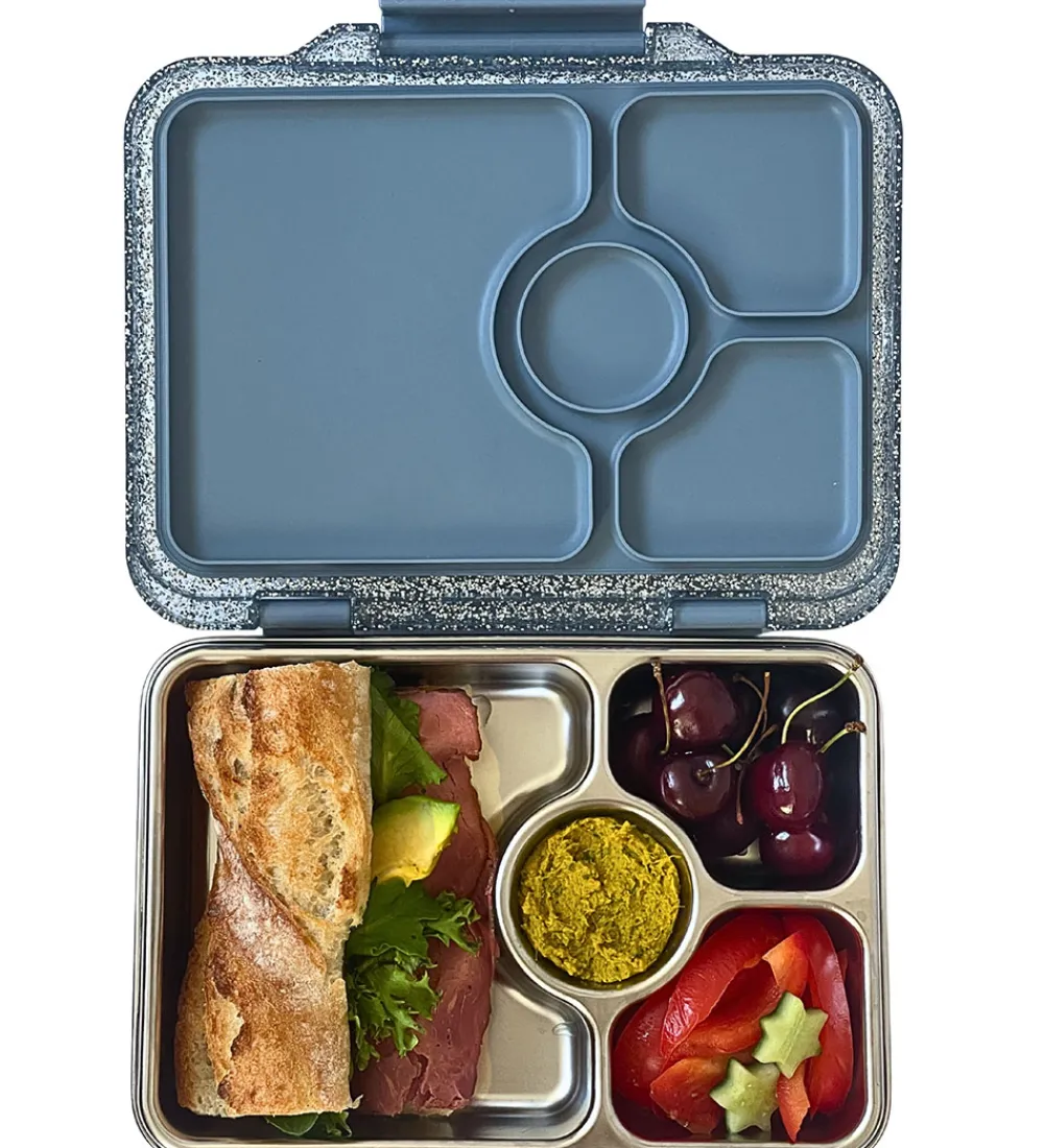 Yumbox Skole|Madkasser*Madkasse m. 4 Rum - Bento Steel - Paris Blue Glitter